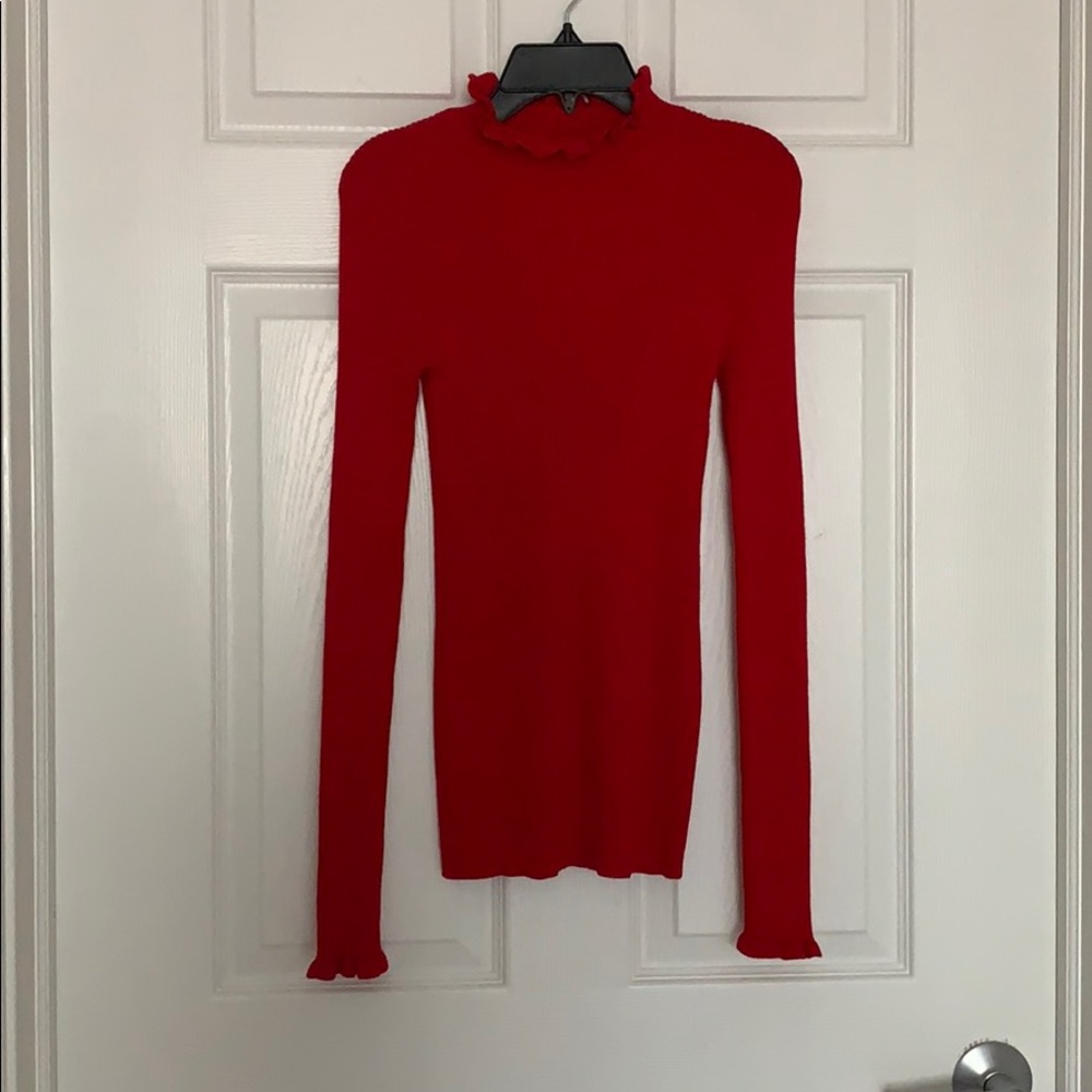 Ruffle turtleneck sweater